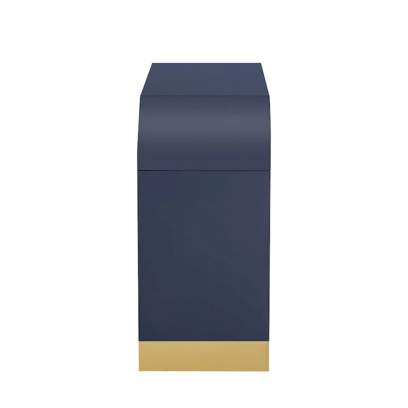 Meuble blanc/bleu marine/noir et or avec étagères réglables — Usage 1 personne