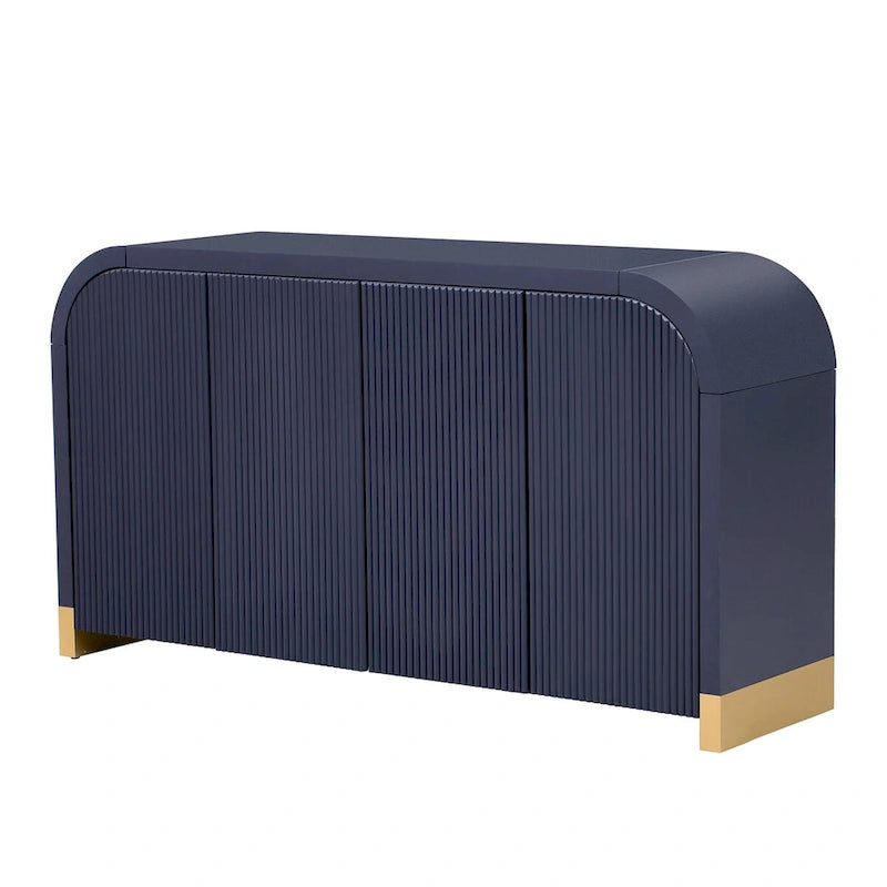 Meuble blanc/bleu marine/noir et or avec étagères réglables — Usage 1 personne