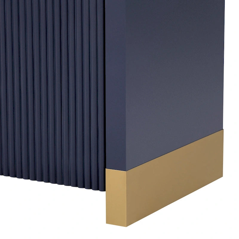 Meuble blanc/bleu marine/noir et or avec étagères réglables — Usage 1 personne