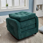 Fauteuil d'appoint à oreilles haut de dossier vert antique, une place