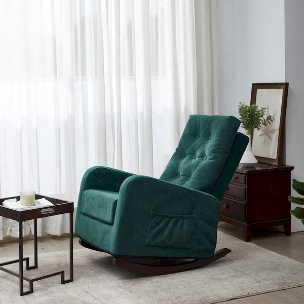Fauteuil d'appoint à oreilles haut de dossier vert antique, une place
