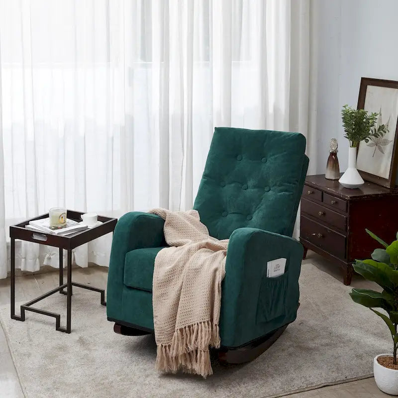 Fauteuil d'appoint à oreilles haut de dossier vert antique, une place