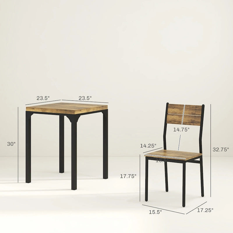Ensemble de table à manger 3 pièces pour 2 personnes, hauteur comptoir, marron rustique