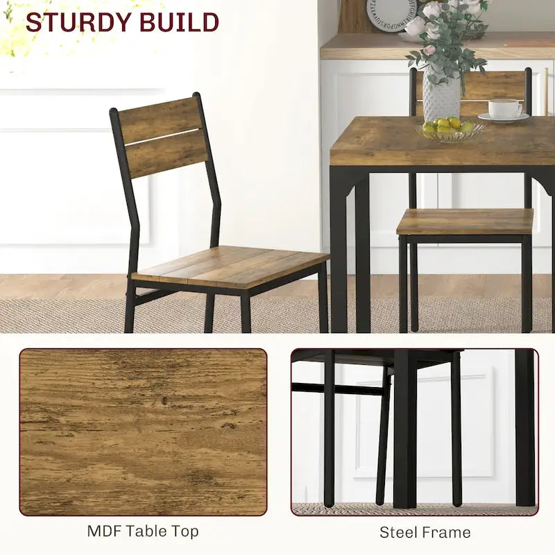 Ensemble de table à manger 3 pièces pour 2 personnes, hauteur comptoir, marron rustique