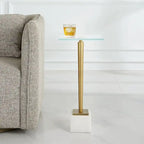Table d'appoint ronde en laiton et verre blanc – Unité