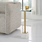 Table d'appoint ronde en laiton et verre blanc – Unité