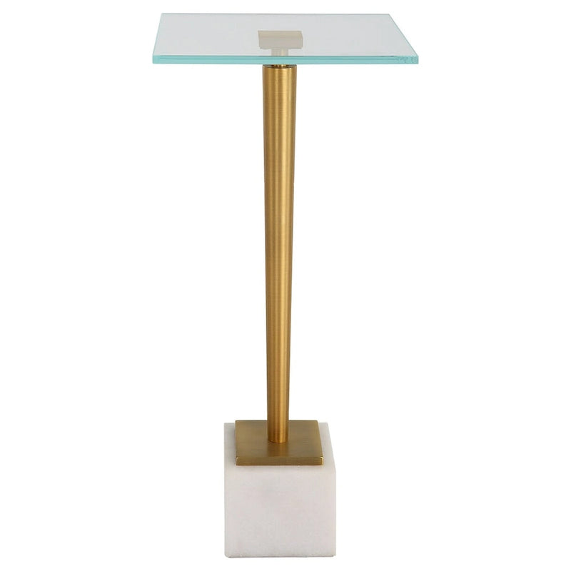 Table d'appoint ronde en laiton et verre blanc – Unité