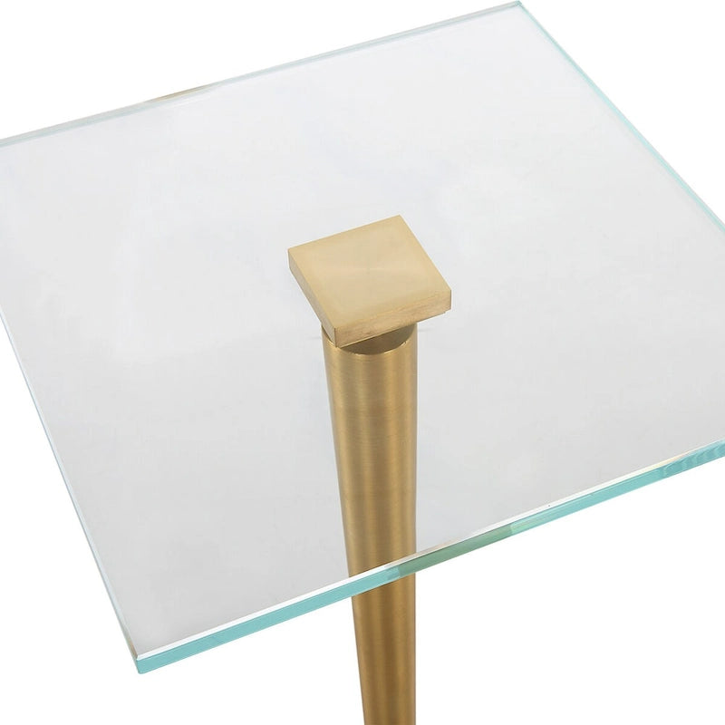 Table d'appoint ronde en laiton et verre blanc – Unité