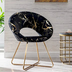 Fauteuil d'appoint en velours avec motif doré, noir / vert foncé / gris, 1 place