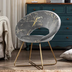 Fauteuil d'appoint en velours avec motif doré, noir / vert foncé / gris, 1 place