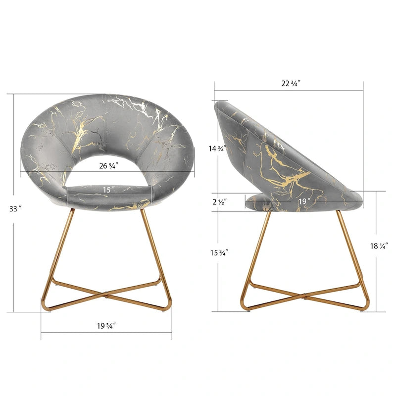 Fauteuil d'appoint en velours avec motif doré, noir / vert foncé / gris, 1 place