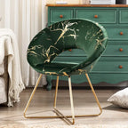 Fauteuil d'appoint en velours avec motif doré, noir / vert foncé / gris, 1 place