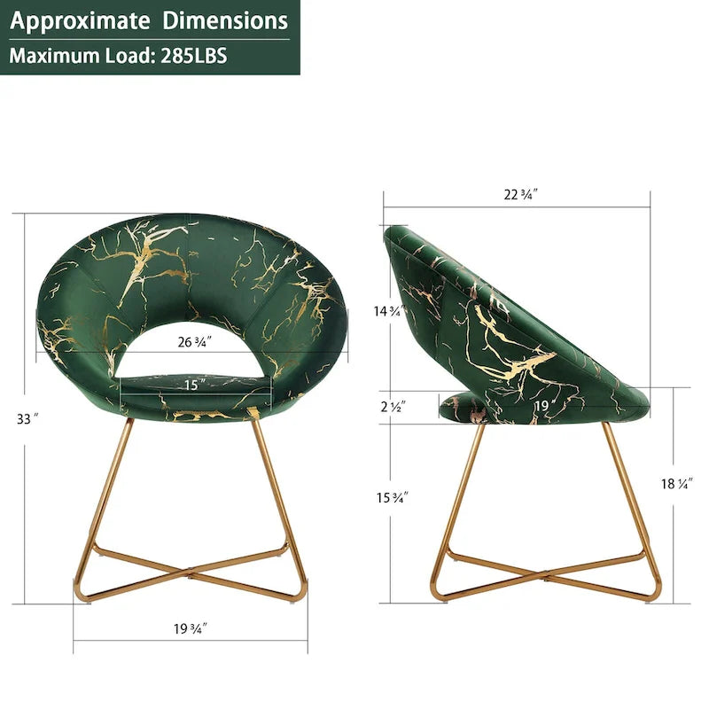 Fauteuil d'appoint en velours avec motif doré, noir / vert foncé / gris, 1 place