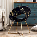Fauteuil d'appoint en velours avec motif doré, noir / vert foncé / gris, 1 place