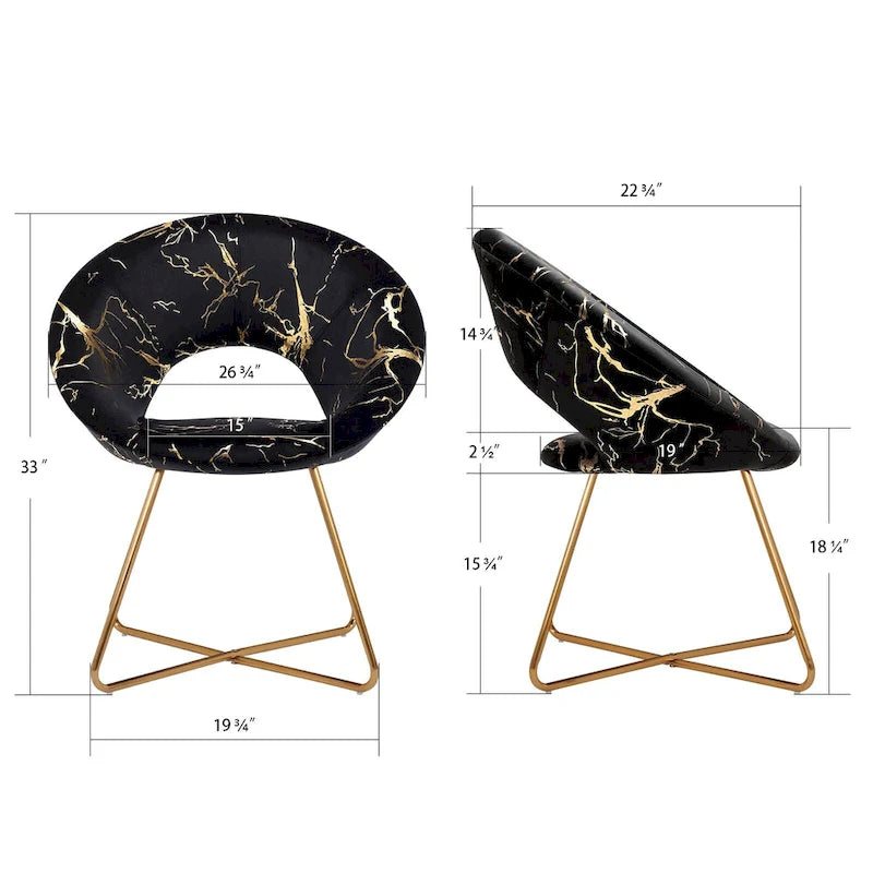 Fauteuil d'appoint en velours avec motif doré, noir / vert foncé / gris, 1 place