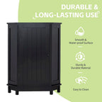Meuble de salle de bain d'angle noir, finition naturelle, 3 étagères, simple