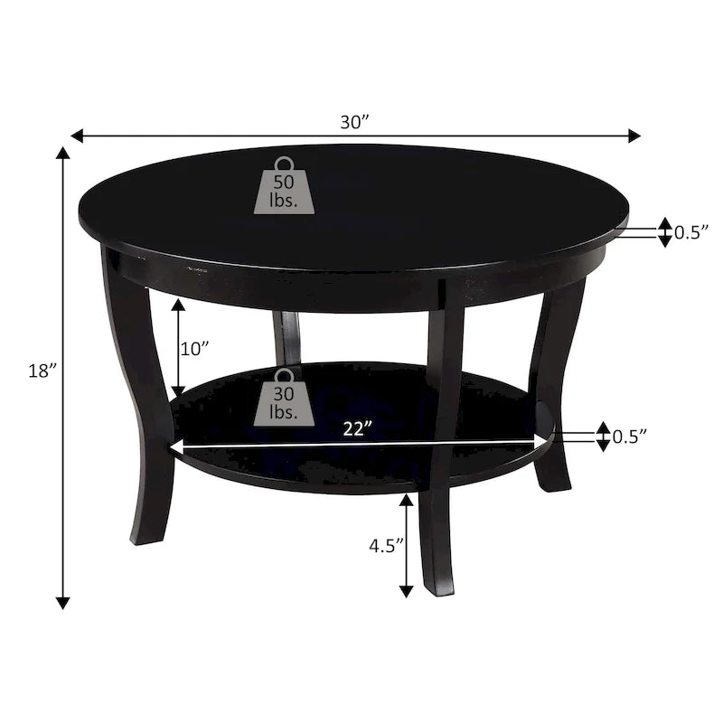 Table basse ronde avec étagère