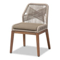 Chaise de salle à manger en acajou tressé, style moderne de transition, grise