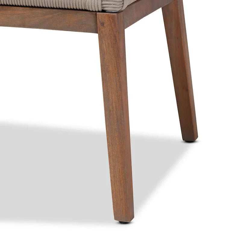 Chaise de salle à manger en acajou tressé, style moderne de transition, grise