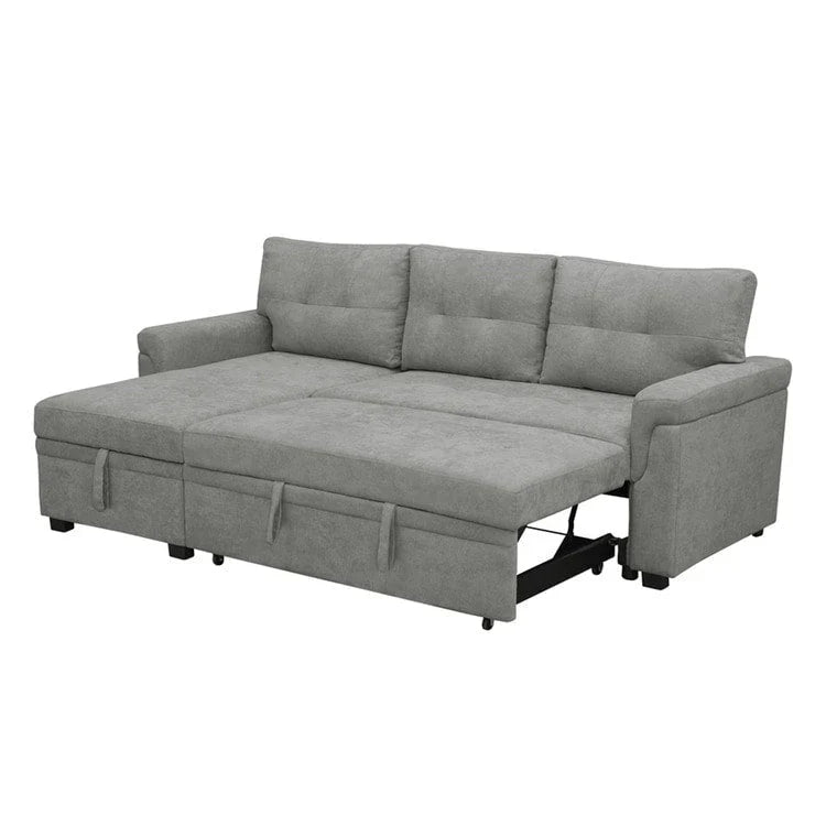 Canapé d'angle réversible convertible avec lit gigogne, méridienne de rangement et pieds durables